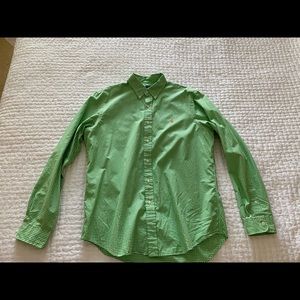 Ralph Lauren Green and White Checkered Polo Shirt